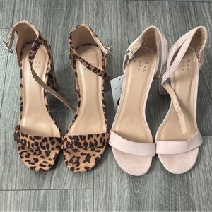 a new day Leopard Print & Blush Block Heel Ankle-Strap Sandals